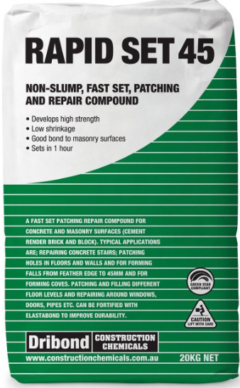 Dribond Rapid Set 45 patching and repair compound 20KG